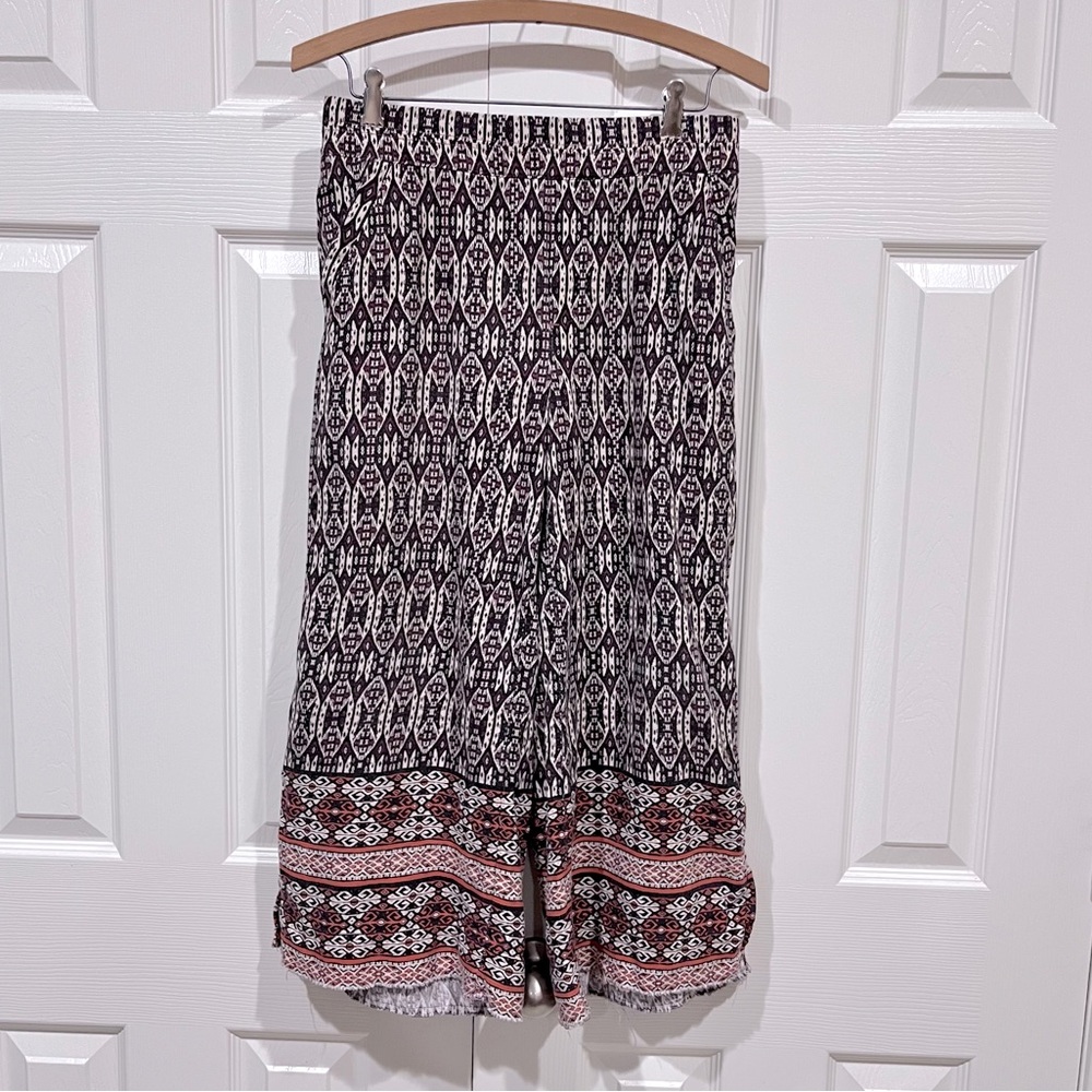 Democracy Skyrise Pull On Boho Print Wide Leg Crop Pants Size XS